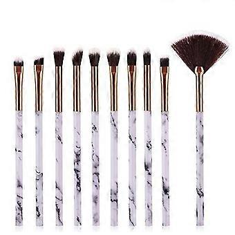 Makeup Brush Set, 10pcs Small Marble Texture Makeup Brushes Set For Women Daily Eyeshadow Concealer Eyebrow Blending Brush Cosmetic Brush Kit Make-up 