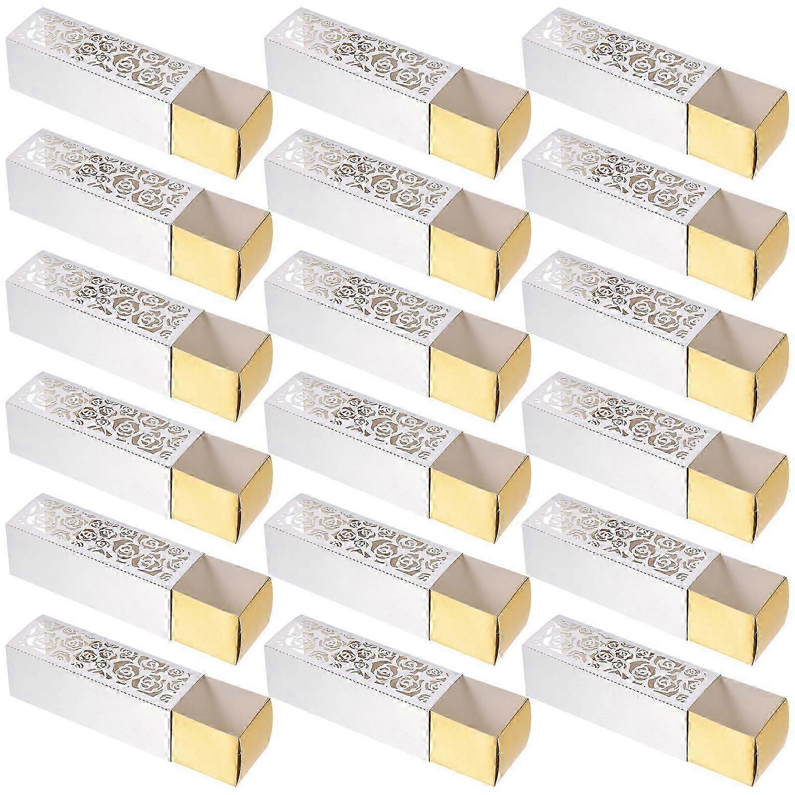 Rose Pattern Candy Boxes for Wedding Storage 50Pcs Silver Paper Boxes