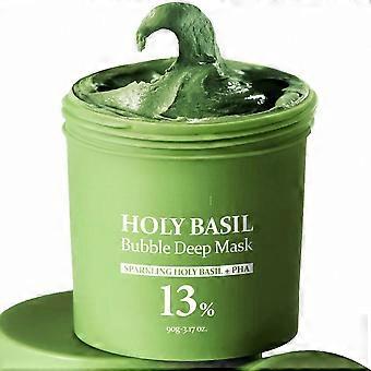 Turmeric Holy Basil Bubble Facial Mask, 90G Exfoliating Pore Refining Deep Cleansing Mask With Silicone Brush