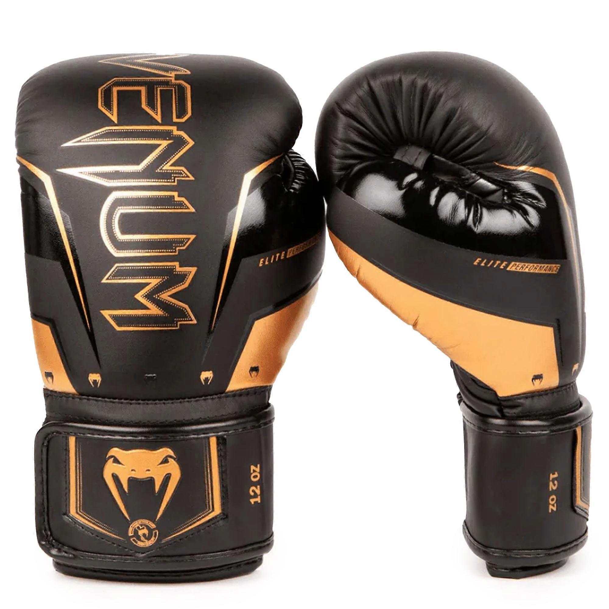 Venum Elite Evo Hook and Loop Boxing Gloves - Negru/Bronz