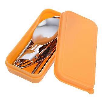 Folding Camping Cutlery Set Stainless Steel Fork and Spoon with Compact Storage Box for Travel