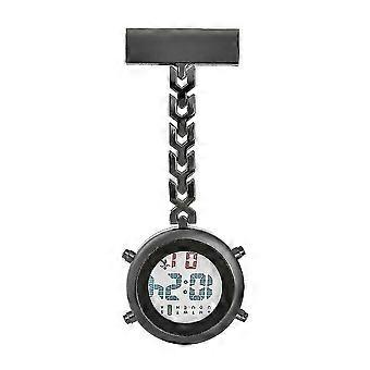 Sykepleier Lapel Pin Watch Hengende Lege Lomme sykepleier Se Lommeur Multi-funksjon Metall Elektronisk Digital Skjerm