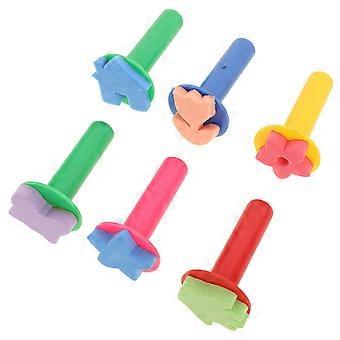 6pcs Sponge Paint Brushes for Kids DIY Art Projects Early Childhood Education Tools Sponge Brushes Develop Fine Motor Skills
