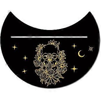 5 x 4 Inch Wooden Tarot Card Stand Black Moon Shaped Tarot Card Altar Display Holder for Witch Divination Tools Tarot Decor