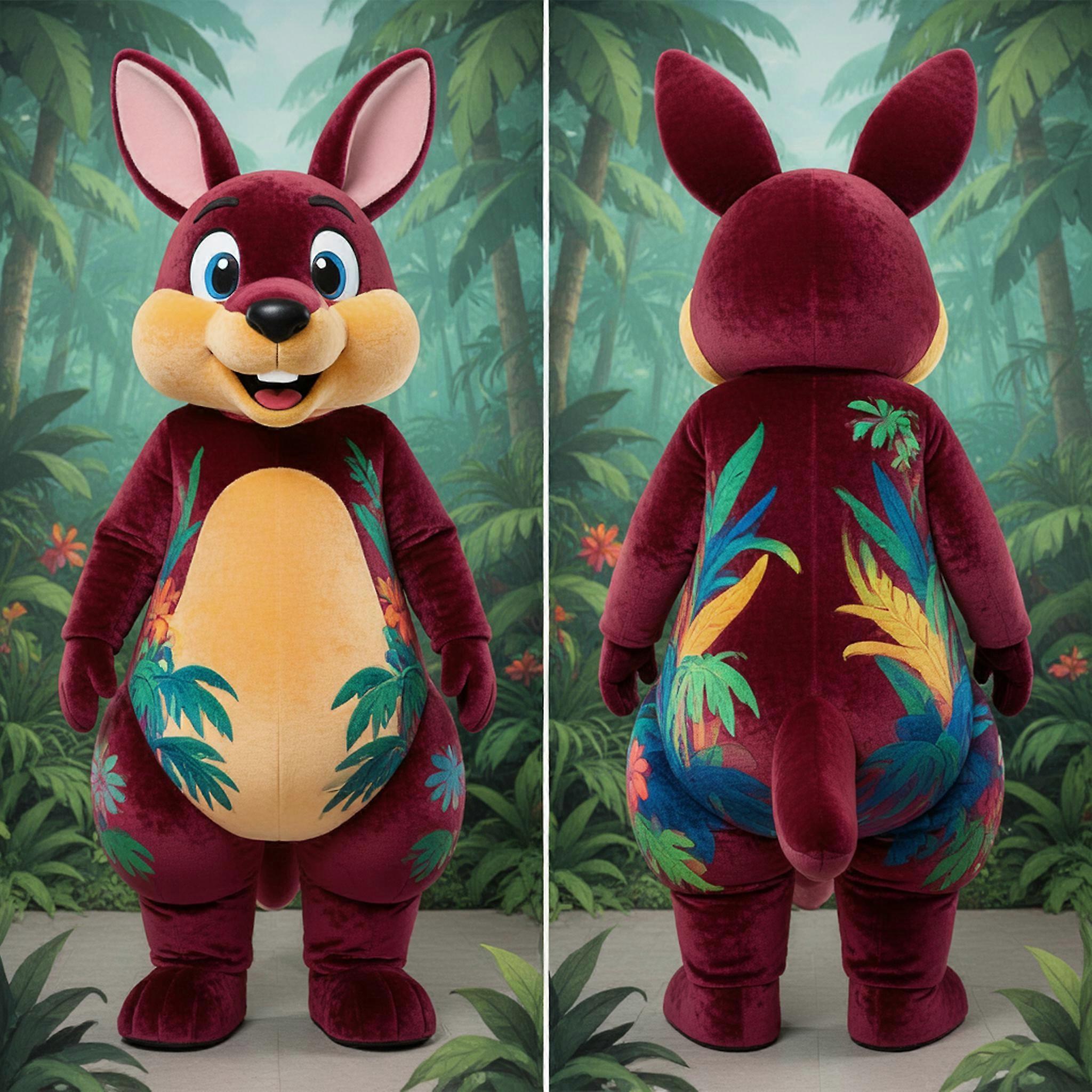 MASTICOT Maroon Plush Kangaroo Mascot