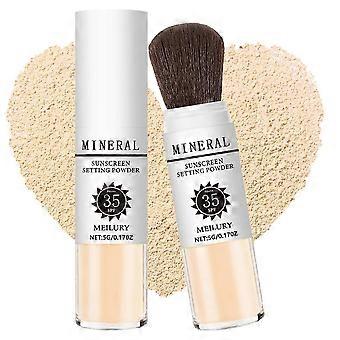#05 Medium Mineral Setting Powder SPF35 for Face and Scalp, Oil Control Matte Finish Loose Powder with Brush