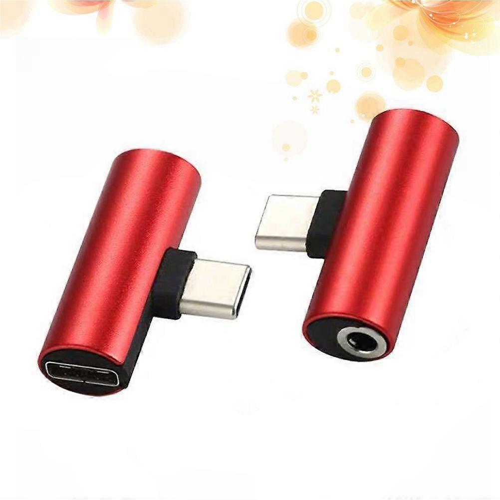Type-C Earphone Adapter for Audio Stereo Use 2Pcs Red Converter Accessory