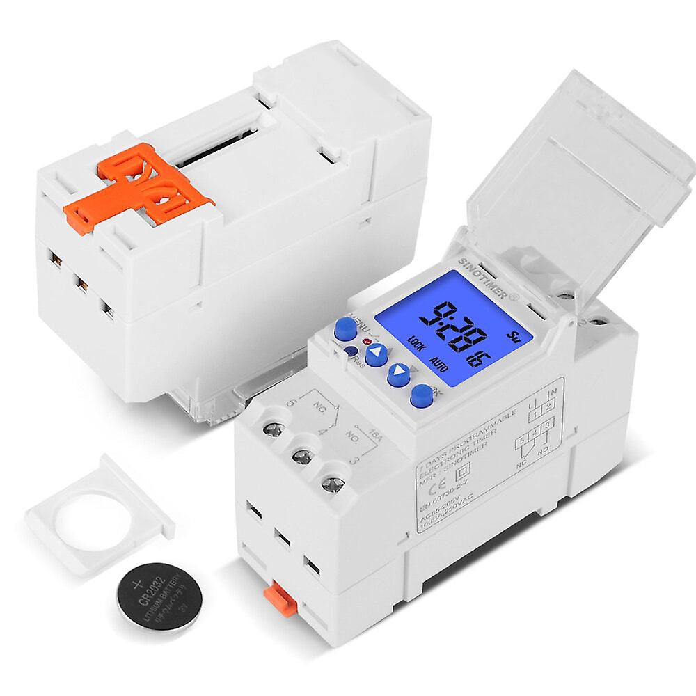 Lcd Display Backlight Digital Weekly Programmer Universal 220v 110v Input 1no + 1nc Cycle Time Controller Din Rail