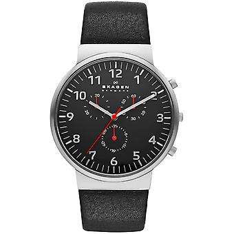 Skagen Ancher kvartsi analoginen mies katsella SKW6100 Cowskin ranne koru