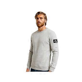 Sweat Calvin Klein Crewneck Waffle Homme Gris