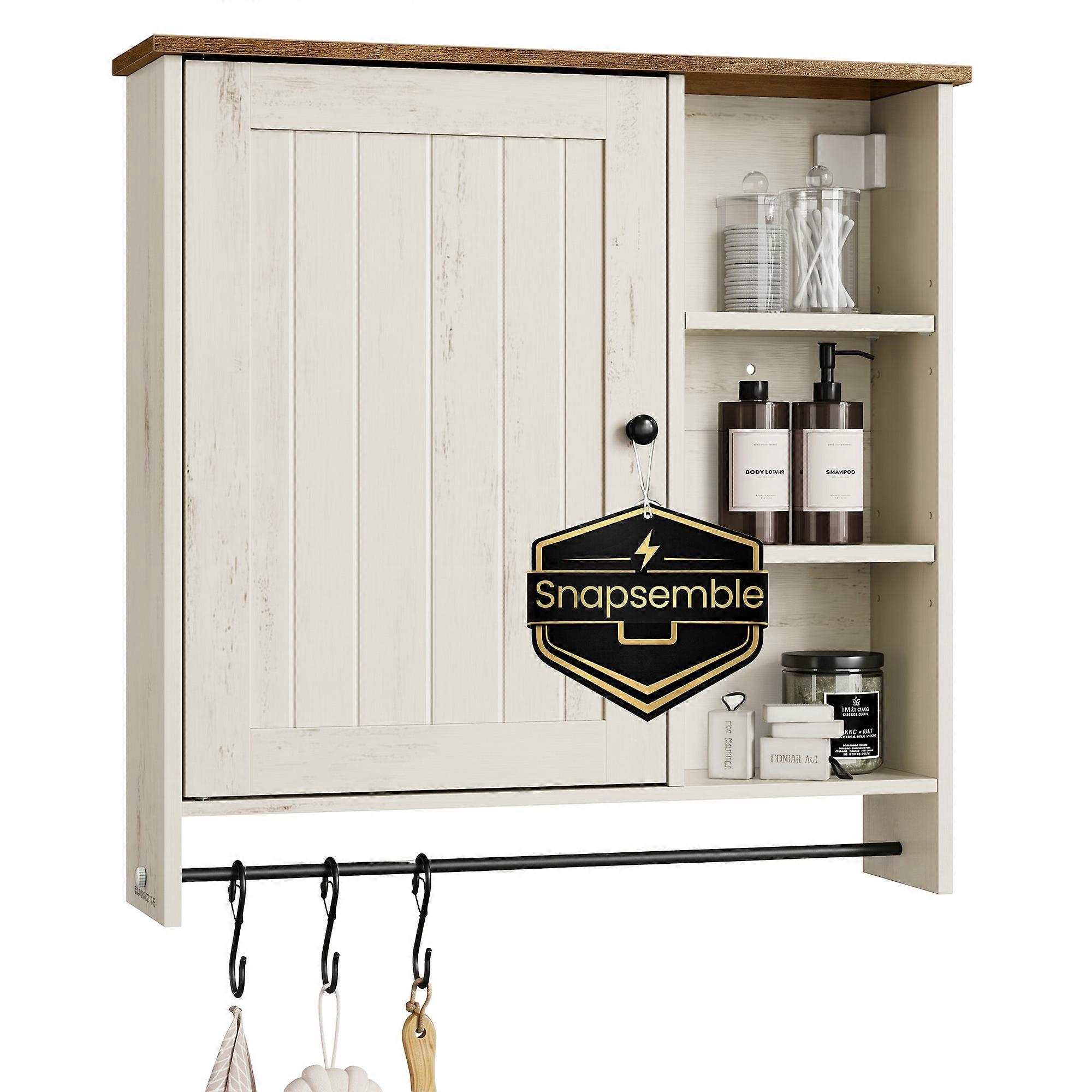 Wall mounted storage cabinet with adjustable shelves for