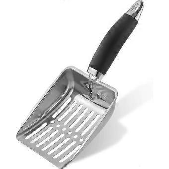 Stainless Steel Cat Litter Shovel with Deep Scoop Hook and Short Handle compatible with Easy Scooping