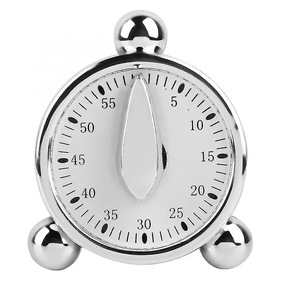 60 Minutes Kitchen Mechanical Timer Baking Cooking Reminder Alarm Loud1pcs-silver