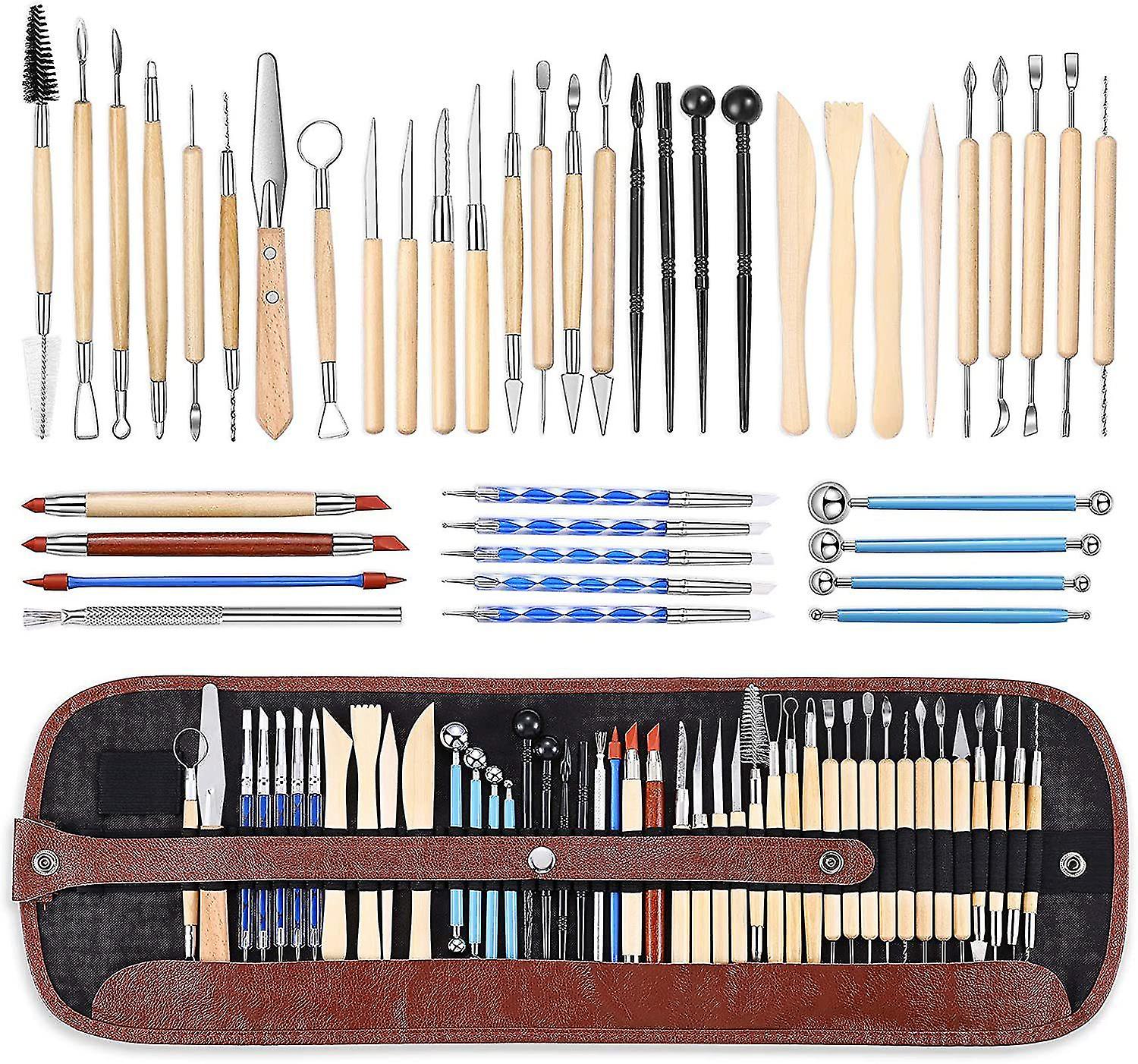 24pcs Polymer Clay Tools Modeling Clay Sculpting Tools Kits For Pottery Sculpture Wooden Dotting Tools