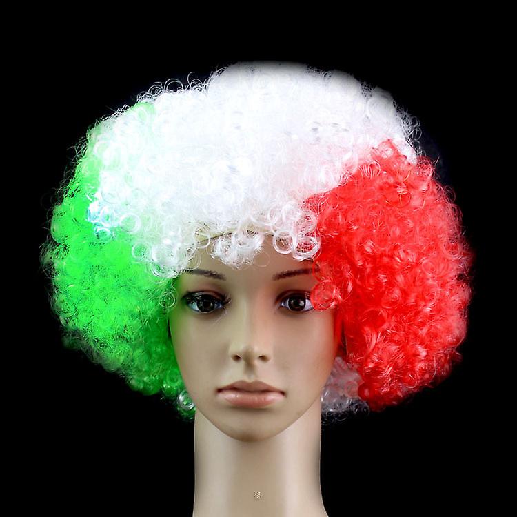 Flag Colour Wig Rainbow Football Fans Explosion Headgear Festive Atmosphere Dress Up Props Style02