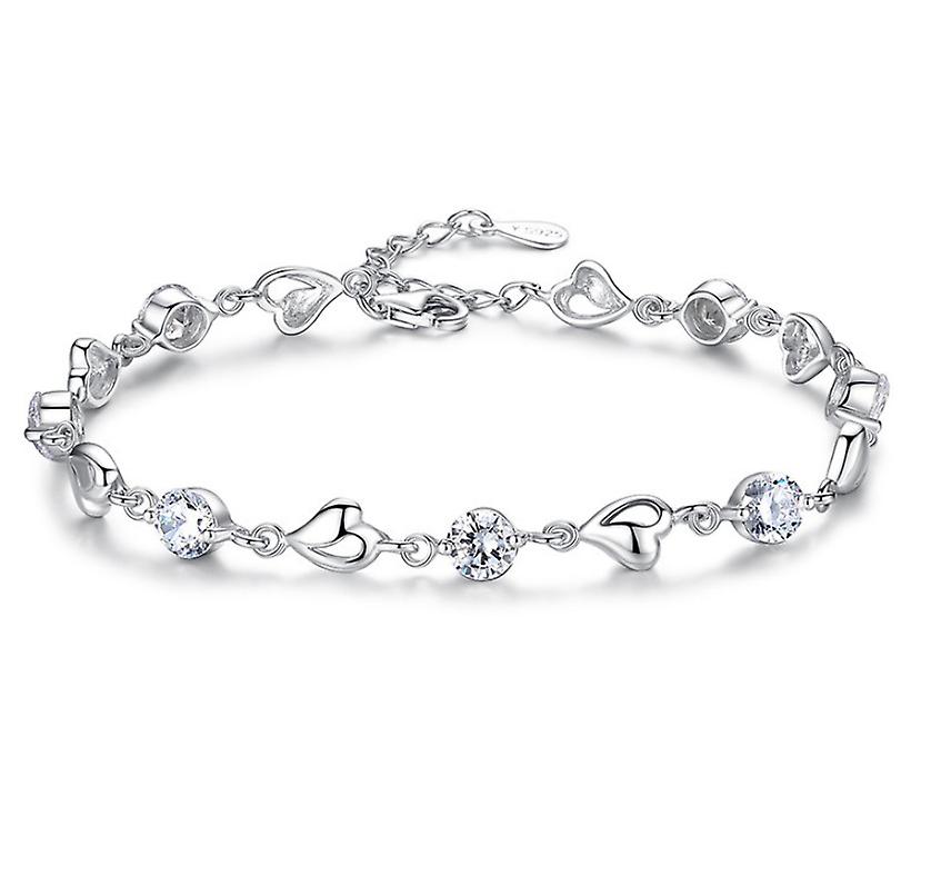 (white Diamond)women's Blue Crystal Heart Bracelet