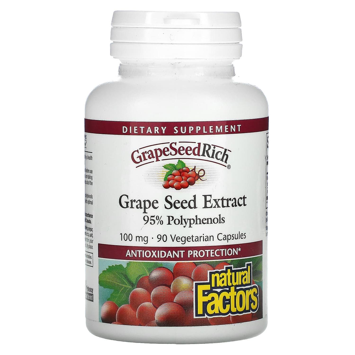 Natural Factors, GrapeSeedRich, Grape Seed Extract, 100 mg, 90 Vegetarian Capsules