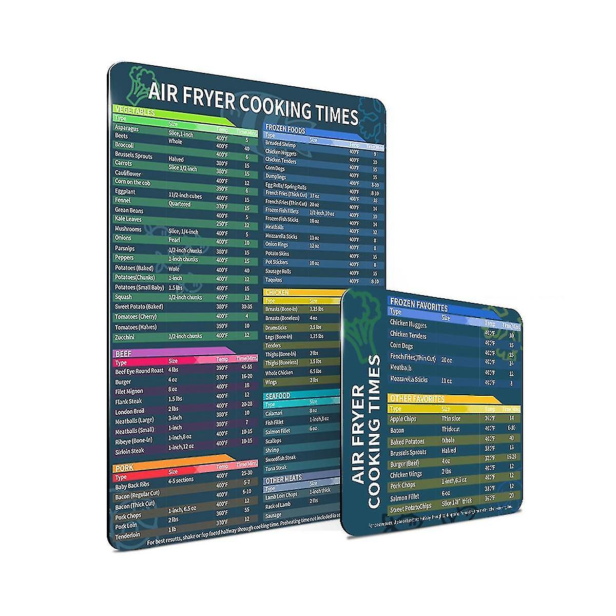 Airfryer Magnetic Cooking Time Sheets Airfryer Accessories Cooking Time Quick Reference Guide Sheet
