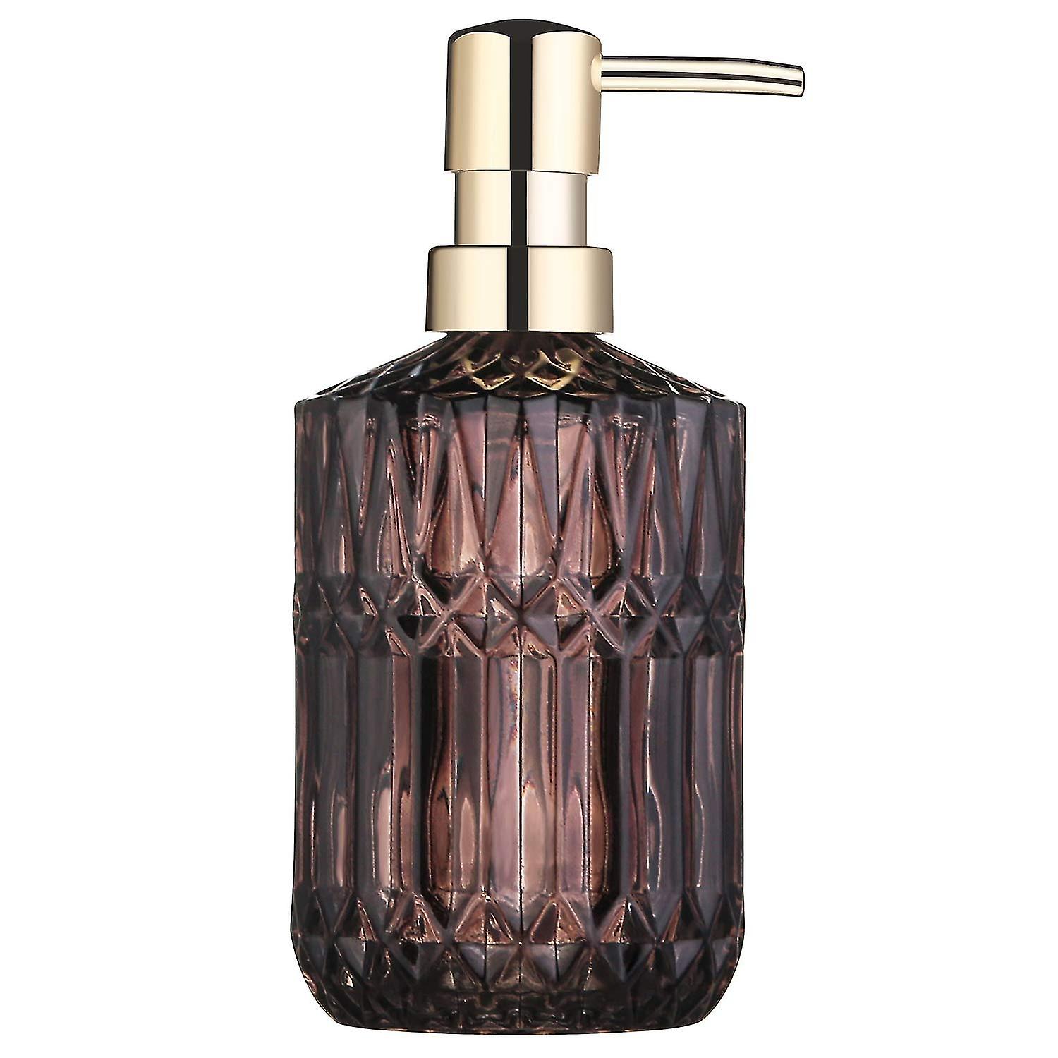 Glazen zeepdispenser met pomp, navulbaar voor badkamer (grijs)