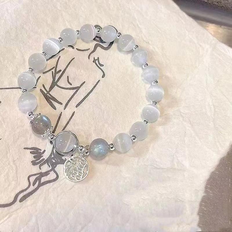 Opal bracelet gemstone beaded stone elastic bracelet