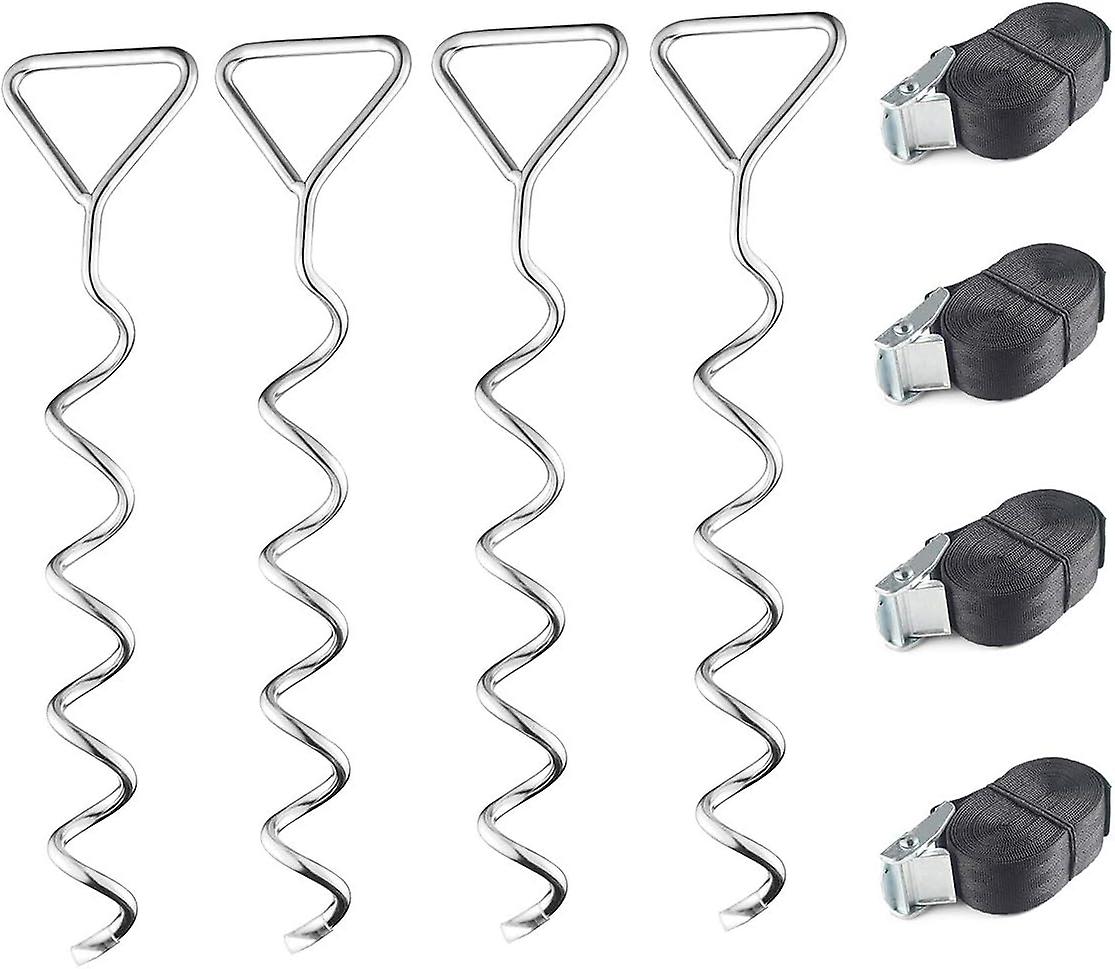 Conjunto de Âncora de Trampolim, Kit de Âncora de Trampolim Resistente, Kit de Âncora de Solo com 4 Ganchos e Correias ZeGoods