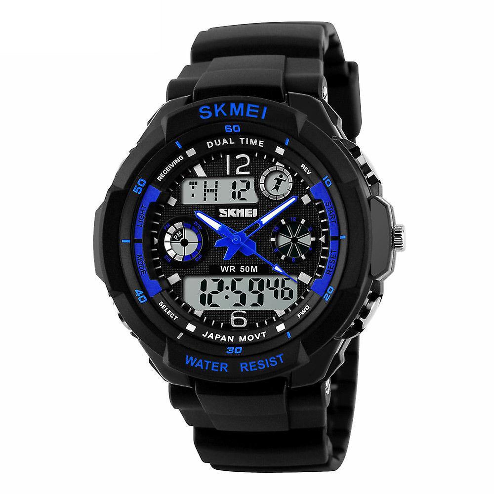Men's Waterproof Sport Army Alarm Date Analog Digital Black Wrist Watch
