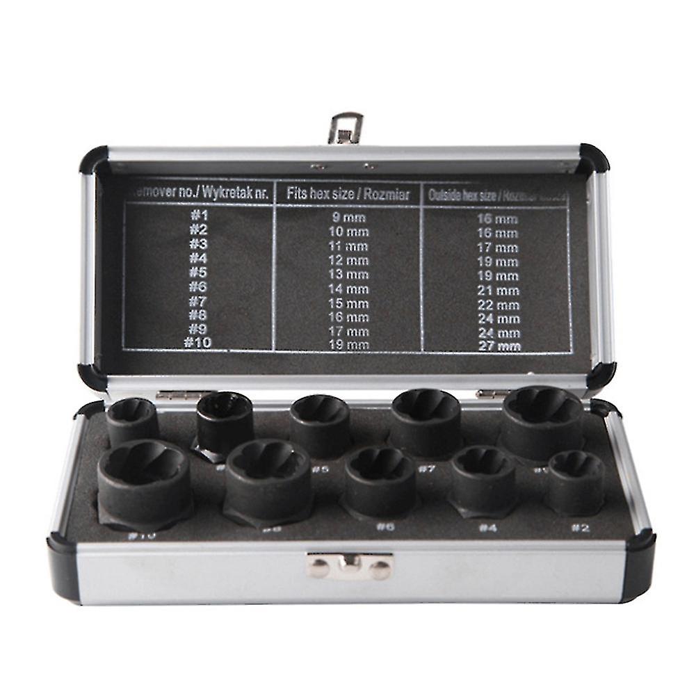 10pcs Damaged Nut Remover 9-19mm Extractor Removal Tools Set Threading Tool Car Garage Mechanics Ext