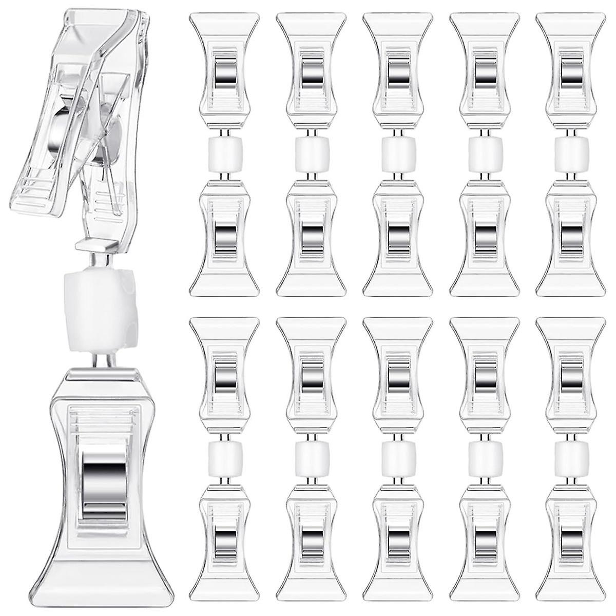 50 Pcs Double Sided Sign Clips Sign Display Mini Clip Clear Rotatable Merchandise Clip on Sign Hold