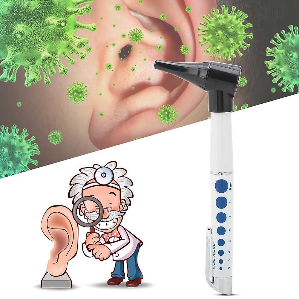 Portable Mini Ear Otoscope with 3 Replaceable Heads Black