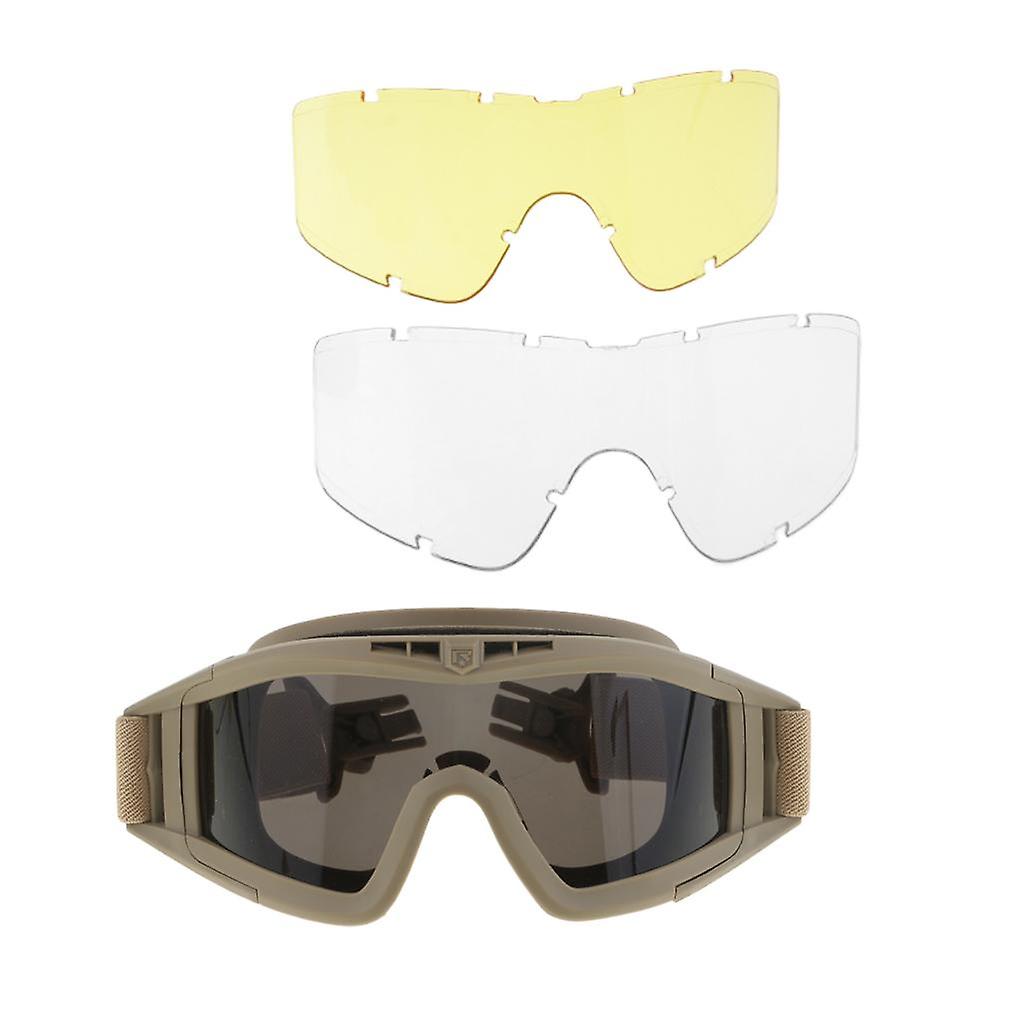 Fast Tactical Goggle Glasses For Helmet With 3 Lens Shooting Hunting Black