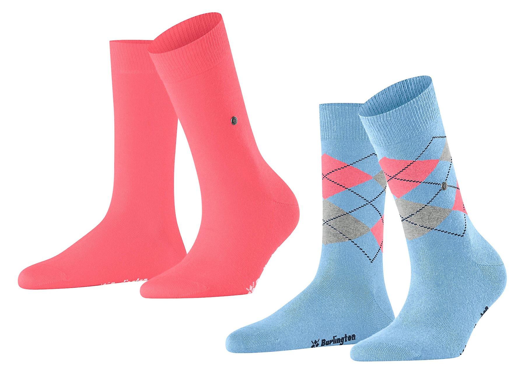 Burlington Everyday Mix 2 Pack Socks - Deep Sea Blue/Pink