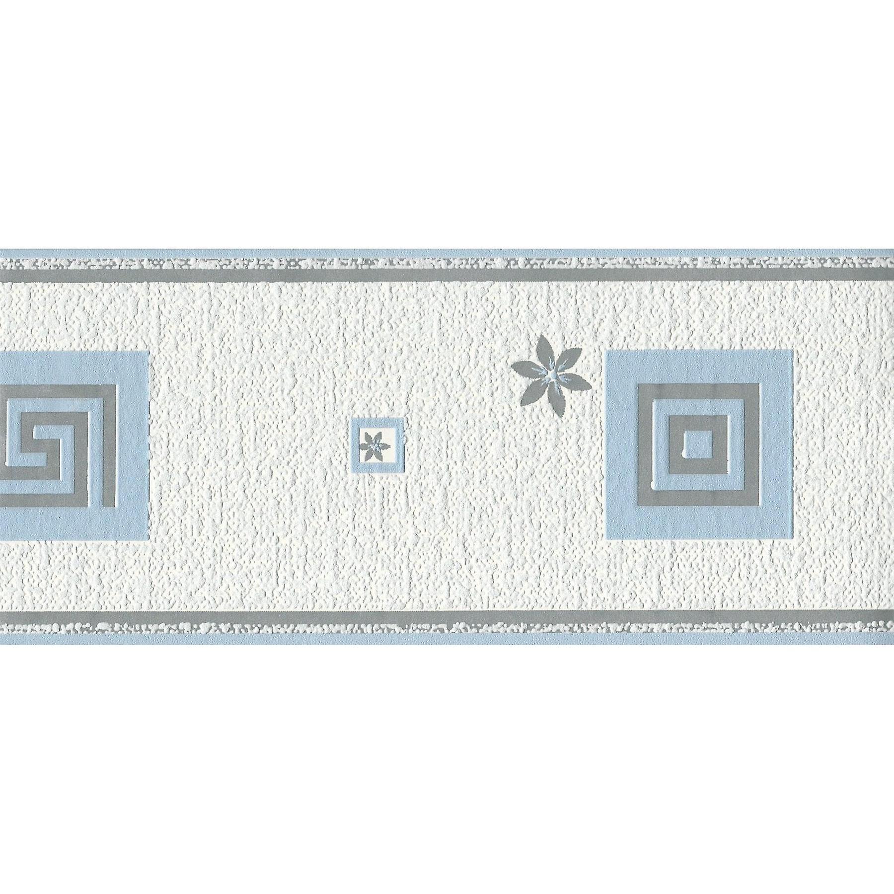 AS Creation Greek Key Floral Blue Border