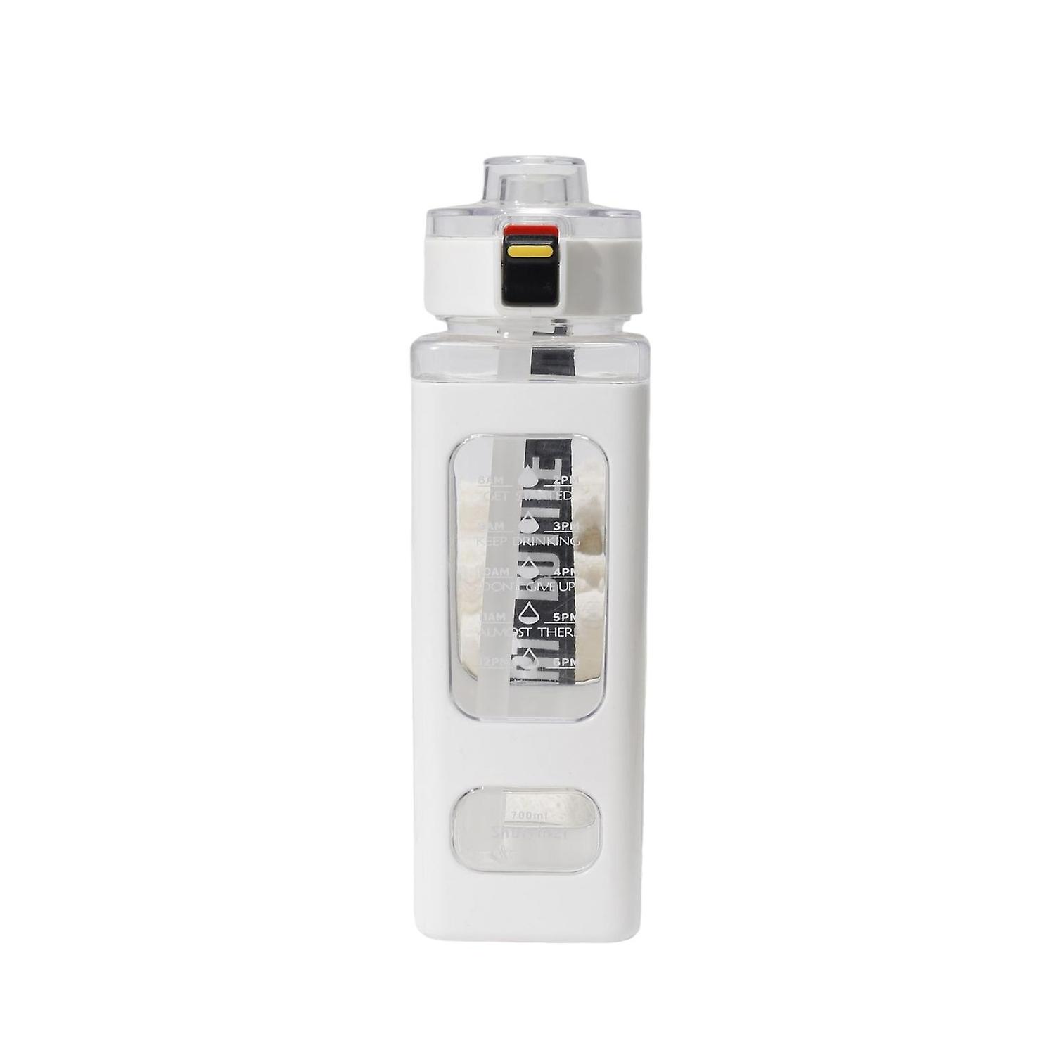 1 Set 700ml Water Bottle Leak-proof Large Capacity Ins Style Drink PC Creative Square Water Bottle