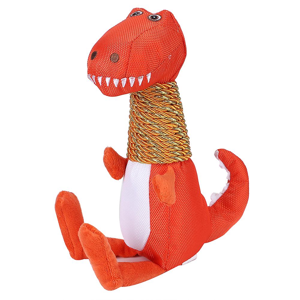 Jouet interactif en peluche douce en forme de dinosaure pour chien, nettoyage des dents, protection, mastication, morsure, entraînement, orange