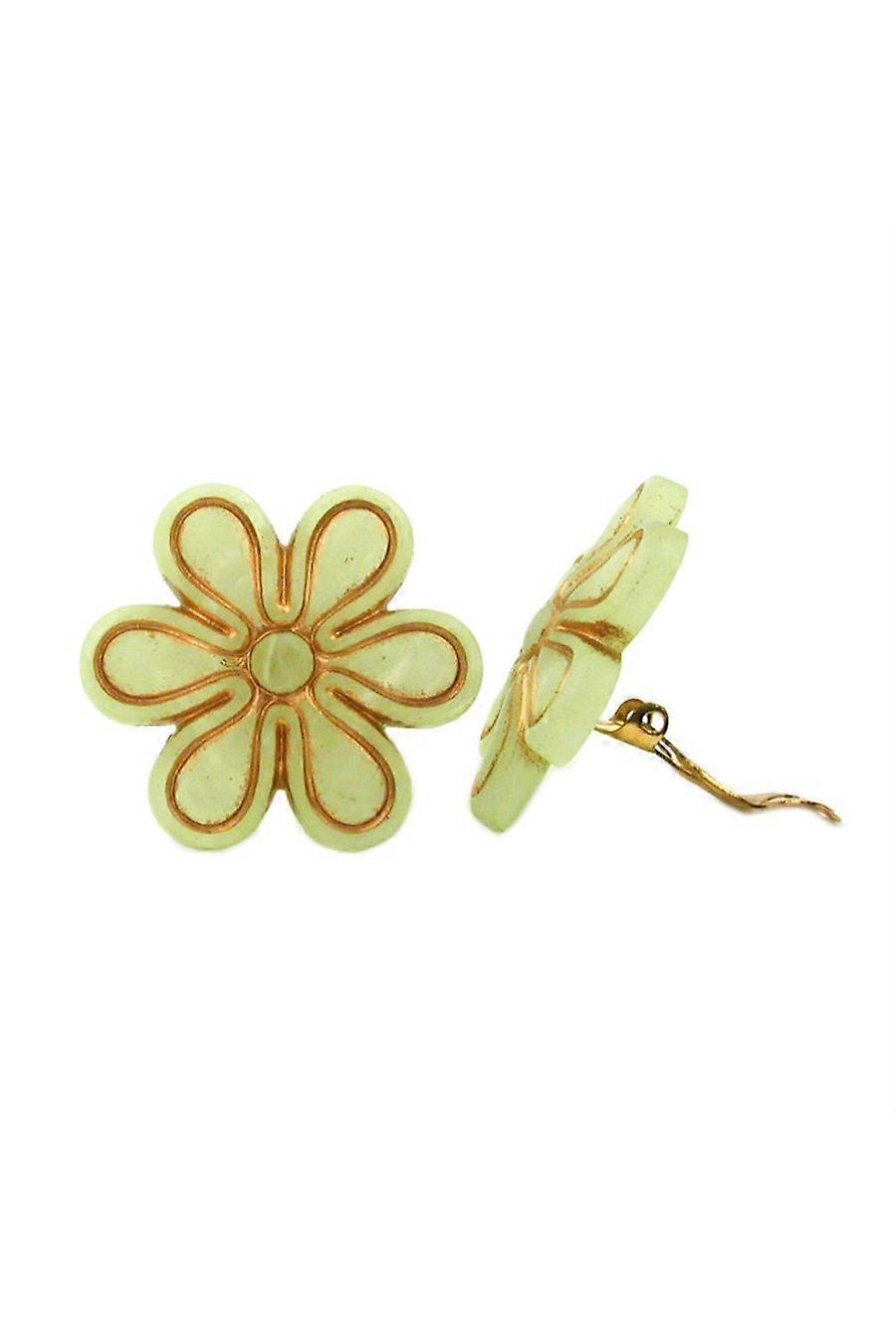 Clip-on Earring Flower Light Green - Gl07033
