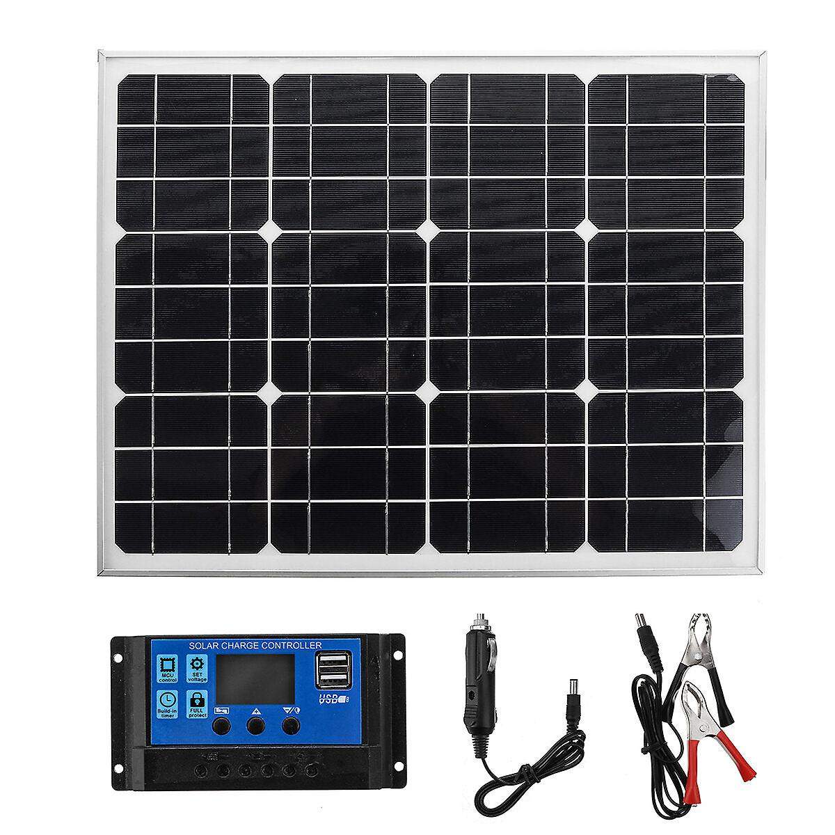18V 40w Monocrystalline Silicon Aluminum Frame Solar Panel+solar Controller+cables Kit