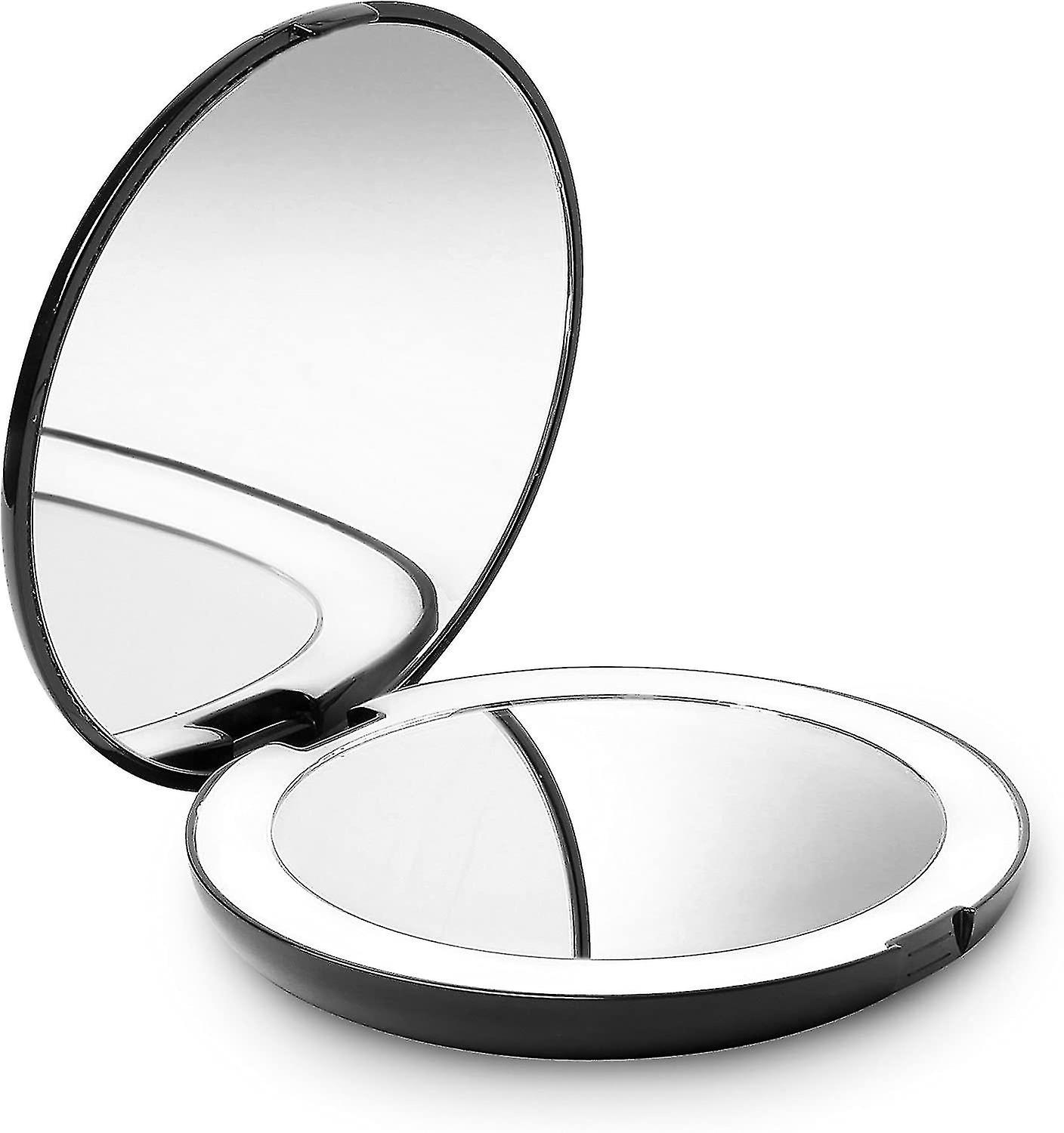 Beleuchteter Reise-Make-up-Spiegel, 1x/10x Vergrößerung - Tageslicht-LED, kompakt, tragbar