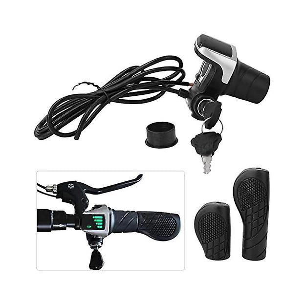 E-Bike Throttle, 36V Hand Grip Throttle Handlebar Twist Throttle with LCD Display and Key Lock for Electric Bike Bicycle