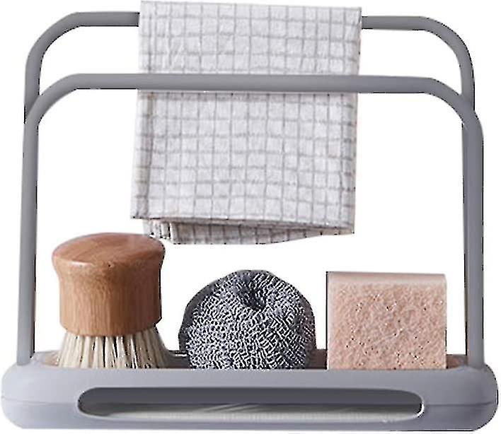 Telescopic Double Layer Kitchen Sink Organizer with Adjustable Cloth Rack and Soap Dish