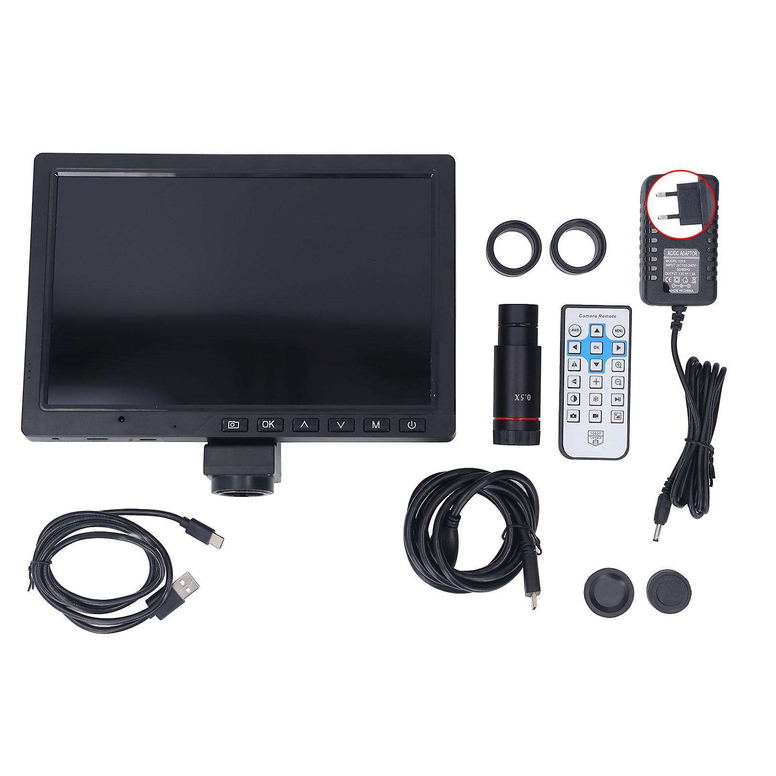 LCD Digitale Microscoop 10 Duim het Scherm 1080P 26MP HD USB Output Microscoop Camera met 0,5X Oculairadapter AC100240V EU-Stekker