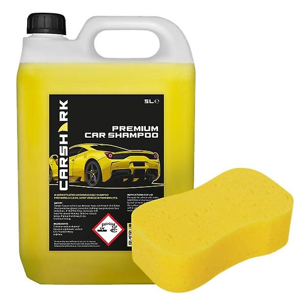 Premium Car Shampoo 5 L with Jumbo Sponge, Biodegradable, Concentrate, CARSHARK