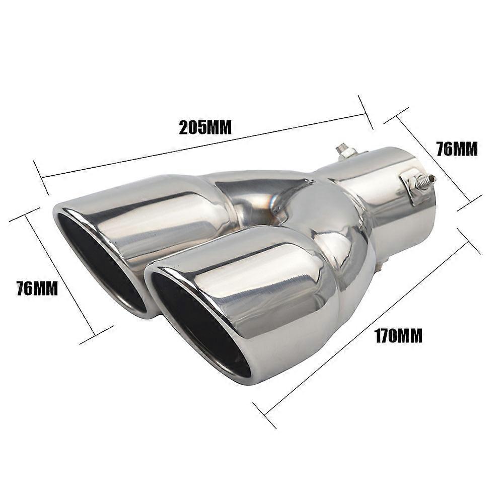 Automotive Dual Exhaust Tip Bolt-on Slant Cut Rolled Edge Stainless Steel Exhaust Tailpipe Muffler Tip 76MM ID Inlet