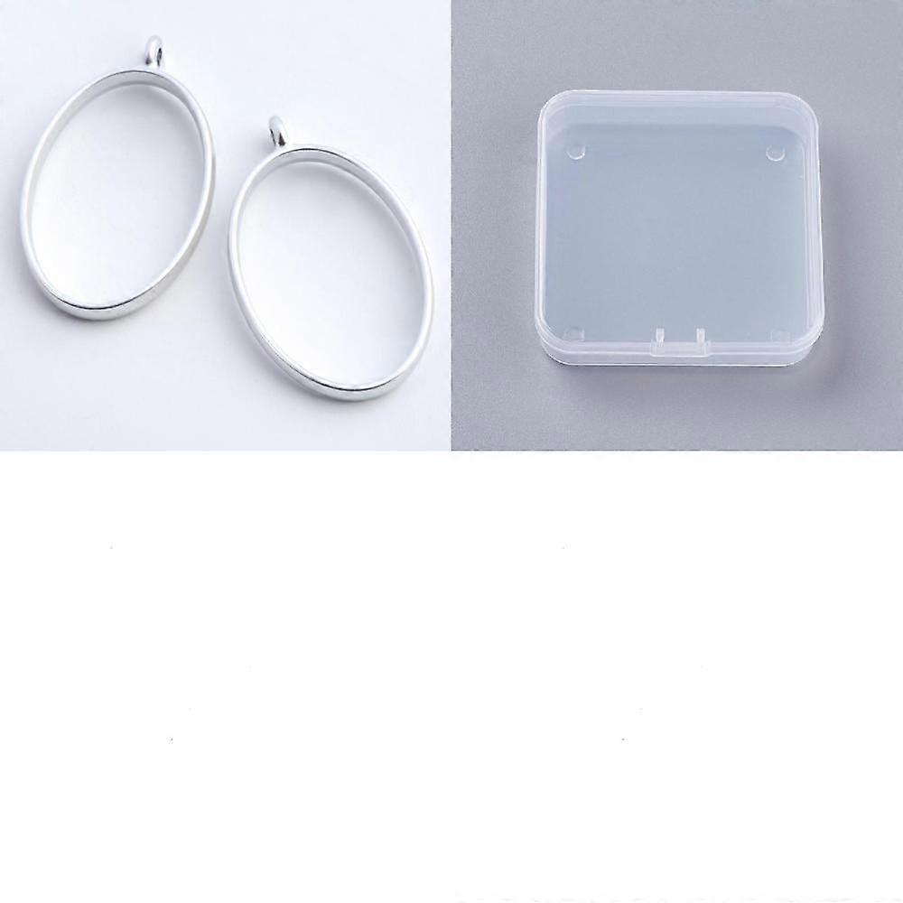 10Pcs Matte Style Rack Plating Alloy Oval Open Back Bezel Pendants For DIY UV Resin Epoxy Resin