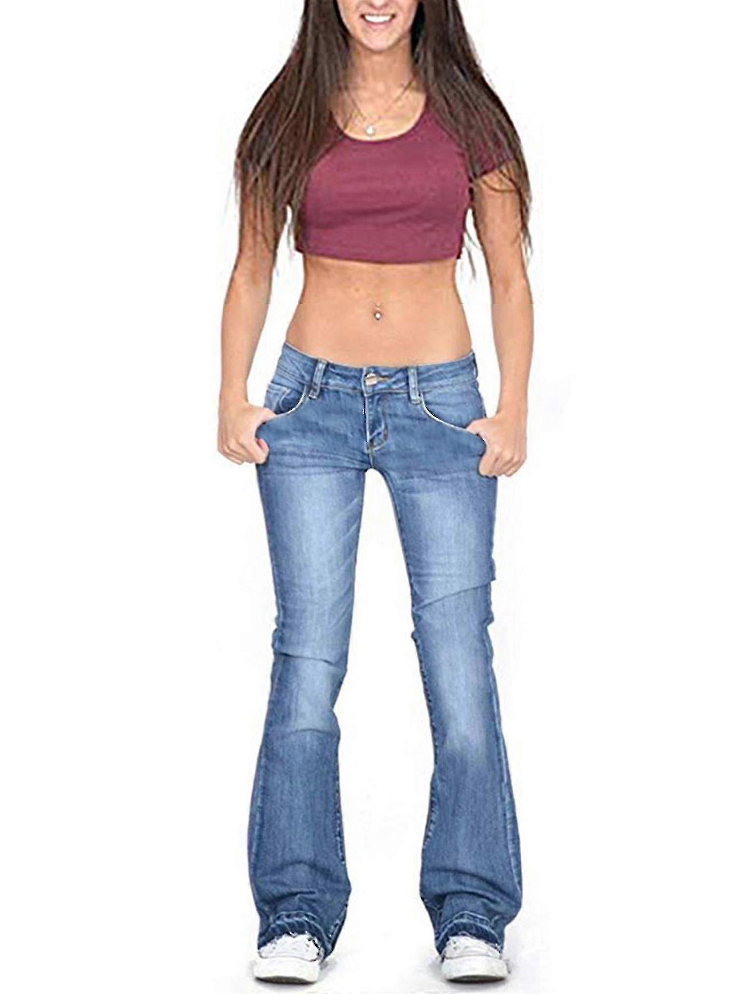 Bayan Bootcut Jeans Esnek Denim Pantolon Bayan Düşük Bel Flared Pantolon