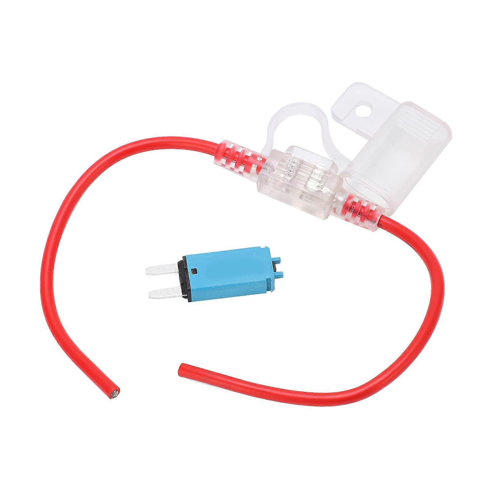 31.5cm Fuse Holder with T3 Manual Reset Fuse 15A Waterproof Clear Cover 12AWG for Car Truck RV E2U711