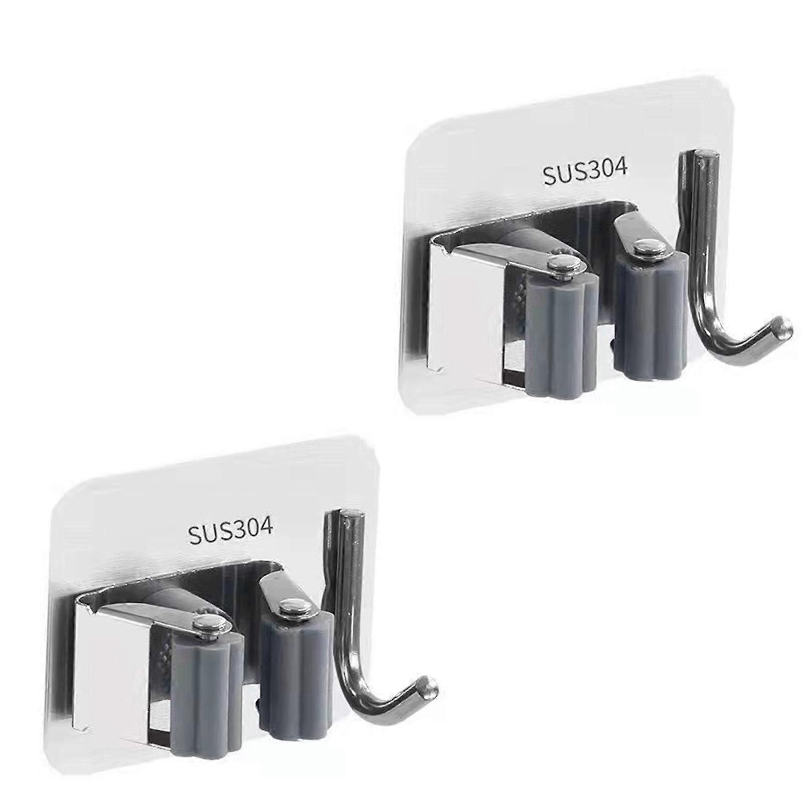 2PCS Mop Hanging Hooks Multifunctional Wall-mounted Brooms Holder for Kitchen