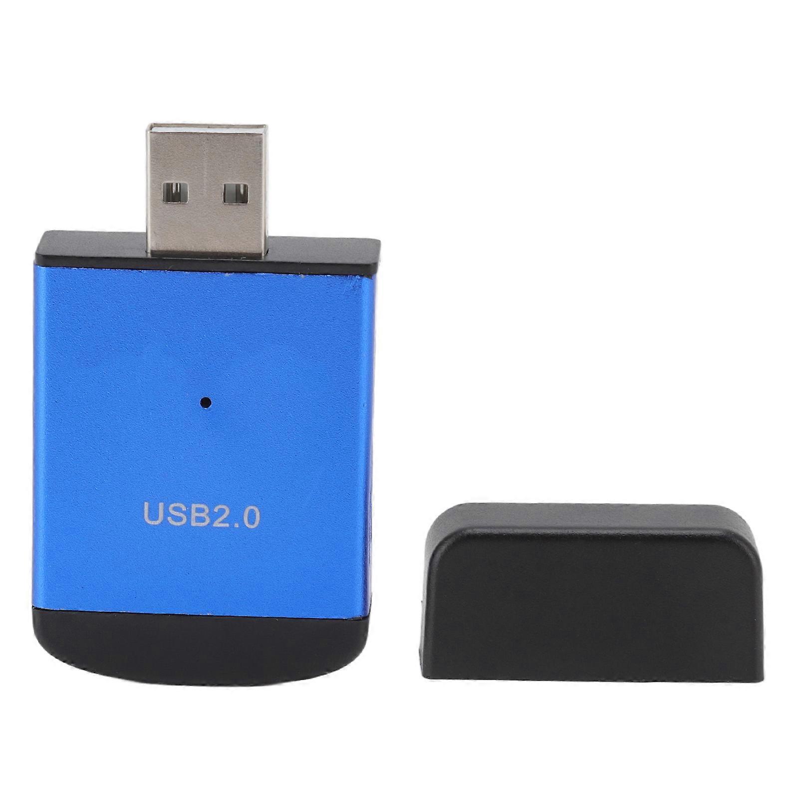 Card Reader USB2.0 Multifunction Maximum 480Mbps Aluminium Alloy Plug and Play Automatic Check Memory Card Reader Blue