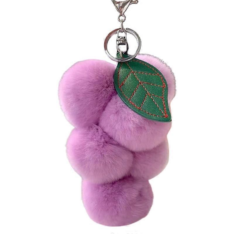 Lovely Fluffy Pom Poms Keychain Rex Rabbit Fur Pompoms Keyring Car Key Chain