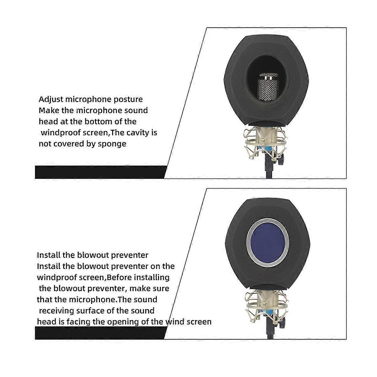 F3 Professional Studio Mic Screen Acoustic Filter Desktop Noise Reduction Microphone Foam Windscreen Black Net