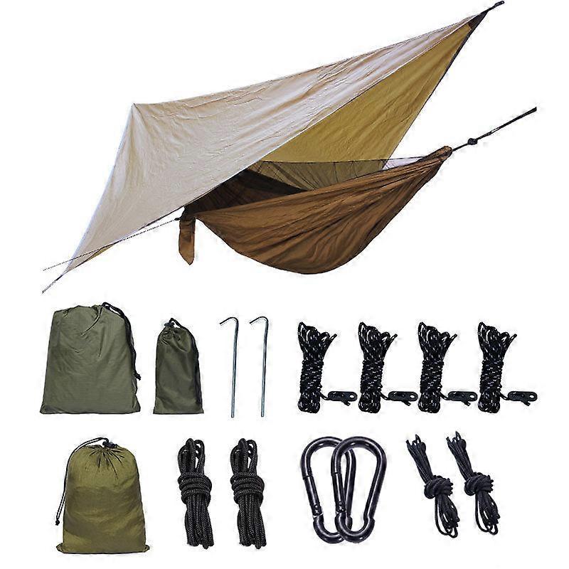 Camping Hammock Canopy Set Quickly Open Mosquito Net Polyester Checked Cloth